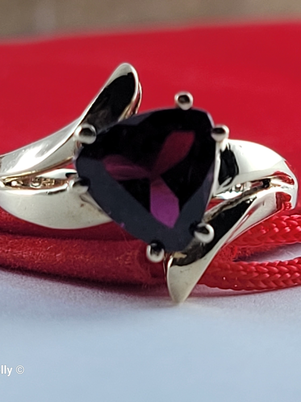 10K Yellow Gold Red Garnet Bypass Ring Size 5.5 - Solid Gold! 👌🎁